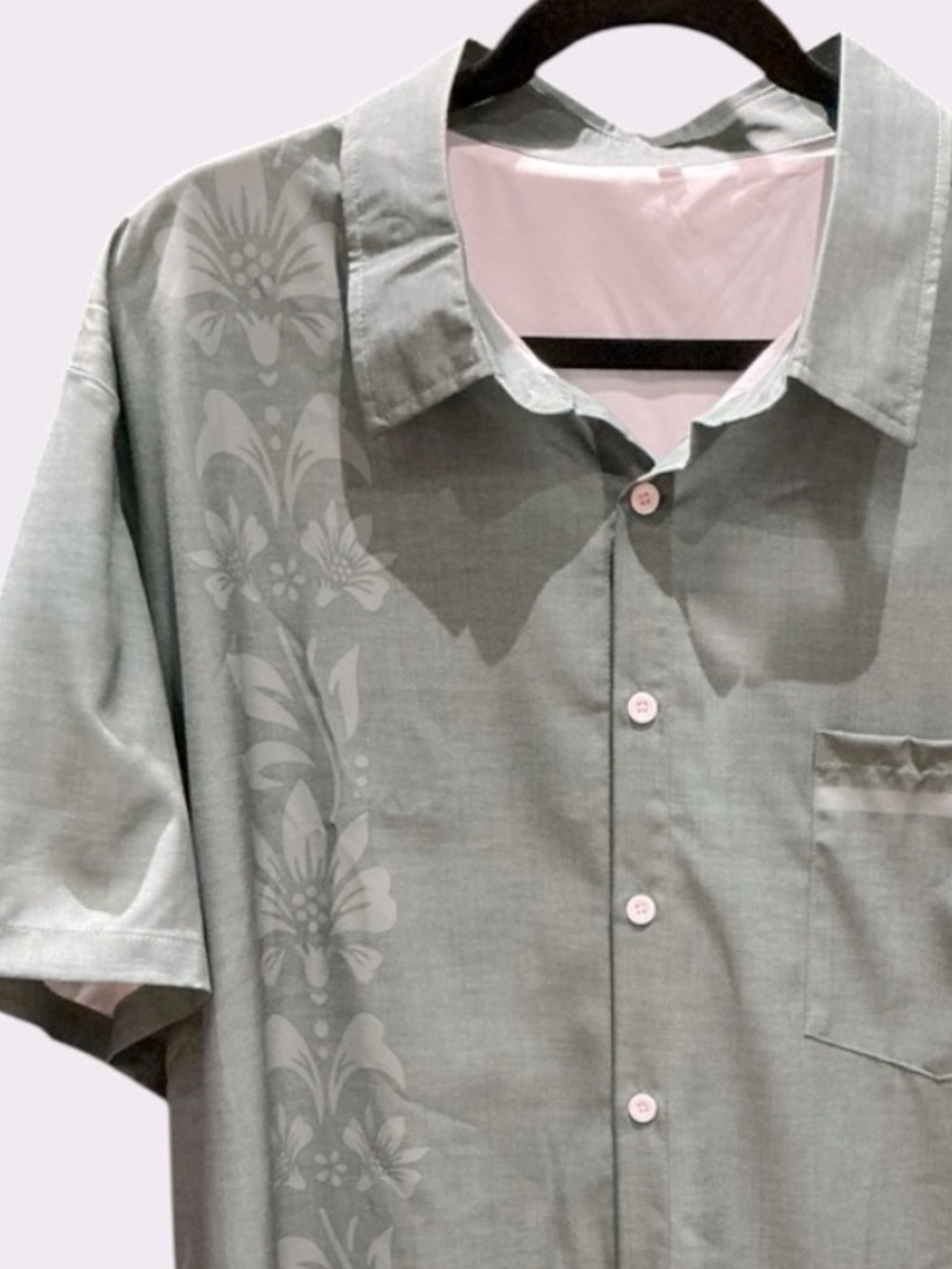 Cuban Guayabera Camp Shirt XXL Sage Green Floral Men’s Collar Resort NWT